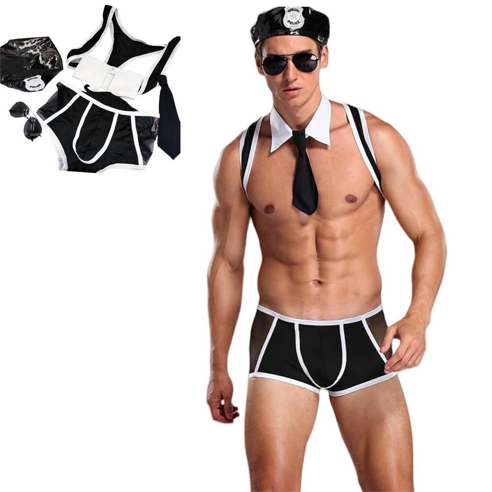 6042 Naughty Play Sexy Cops Lingerie Set ,See Through Bodysuit, Police